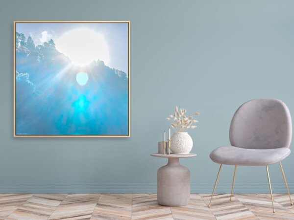 Leinwandbild mit Schattenfugenrahmen Motiv Begeisterung 123x123cm