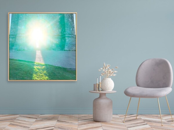 Leinwandbild mit Schattenfugenrahmen Motiv Neubeginn 123x123cm