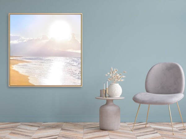 Leinwandbild mit Schattenfugenrahmen Motiv Sonnenkind 123x123cm